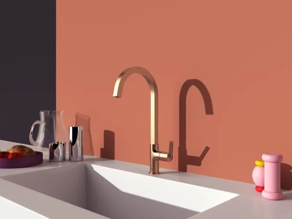 IDEAL STANDARD Gusto Küchenarmatur mit eckigem Auslauf 204 mm in Sunset Rose