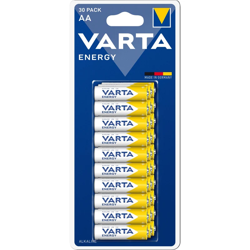 VARTA Batterie Alkaline Mignon AA LR06, 1.5V Energy, Retail Blister (30-Pack)