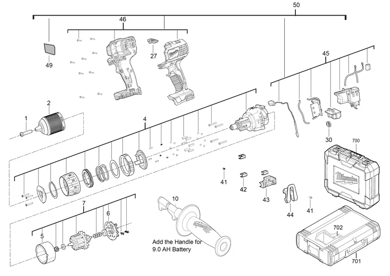 Milwaukee M18 BPD Ersatzteile (Code: 443501)