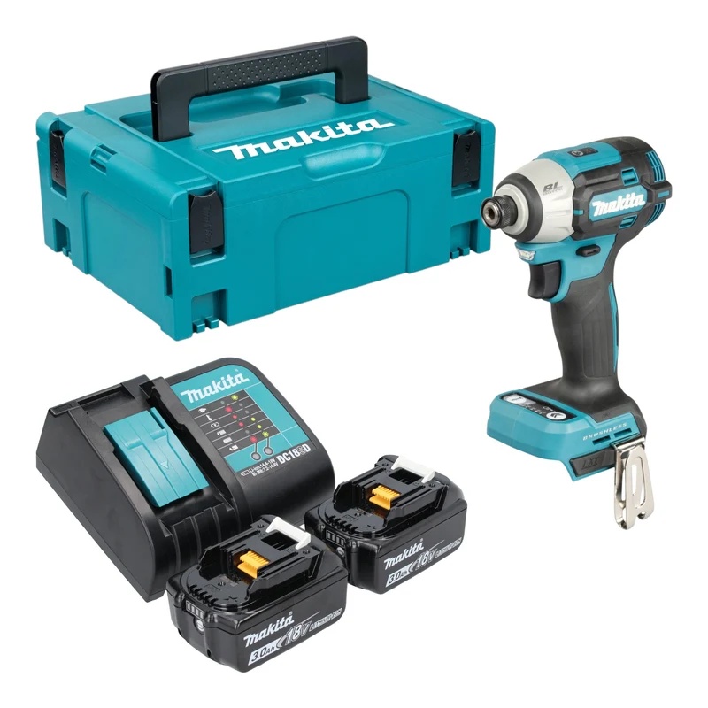 Makita DTD 201 SFJ Akku Schlagschrauber 18 V 210 Nm Brushless + 2x Akku 3,0 Ah + Ladegerät + Makpac