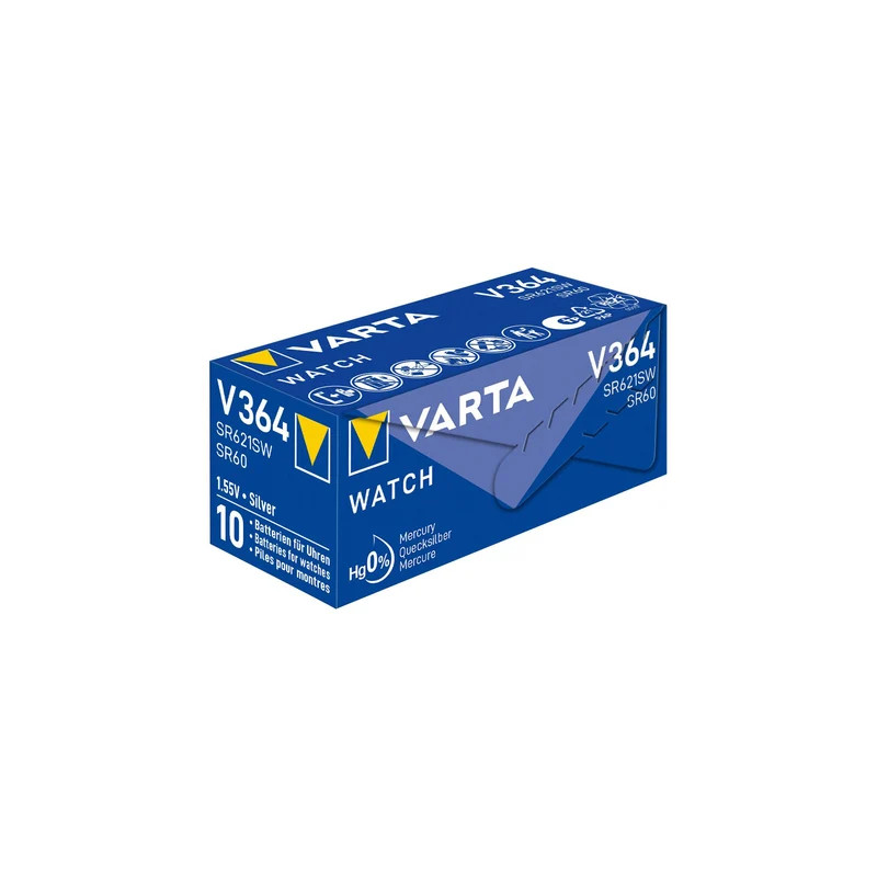 VARTA Batterie Silver Oxide Knopfzelle 364, SR60, 1.55V Watch, Retail (10-Pack)