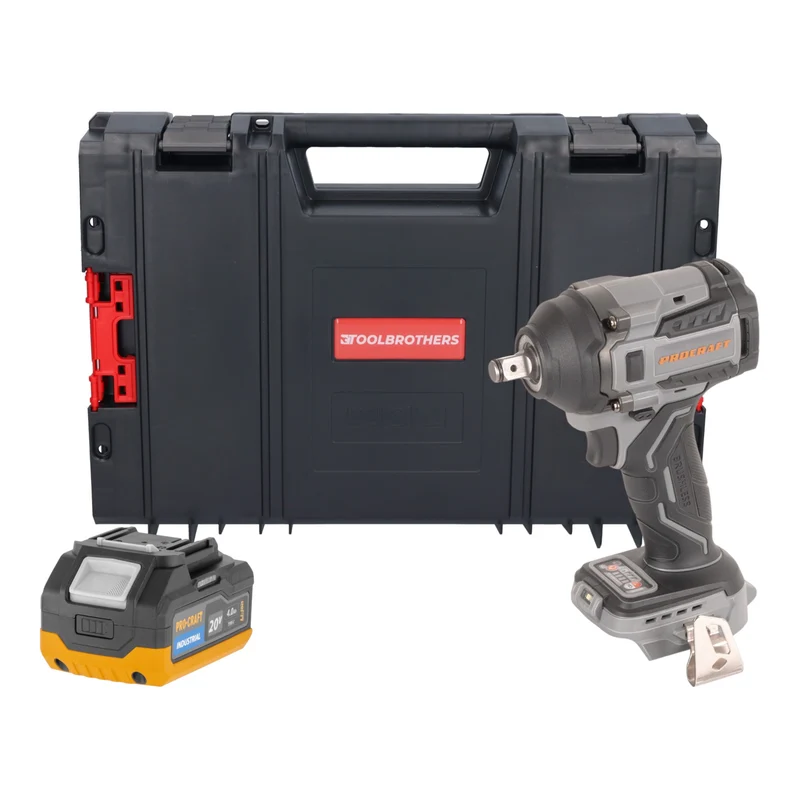 Procraft Industrial IW550Abb Akku Schlagschrauber 20 V 550 Nm 1/2" + 1x Akku 4,0 Ah + RHINO Toolcase - ohne Ladegerät