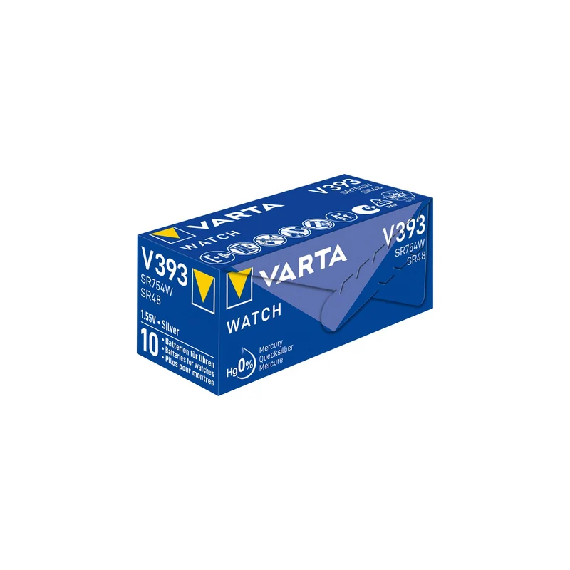 VARTA Batterie Silver Oxide Knopfzelle 393, SR48, 1.55V, Watch, Retail (10-Pack)
