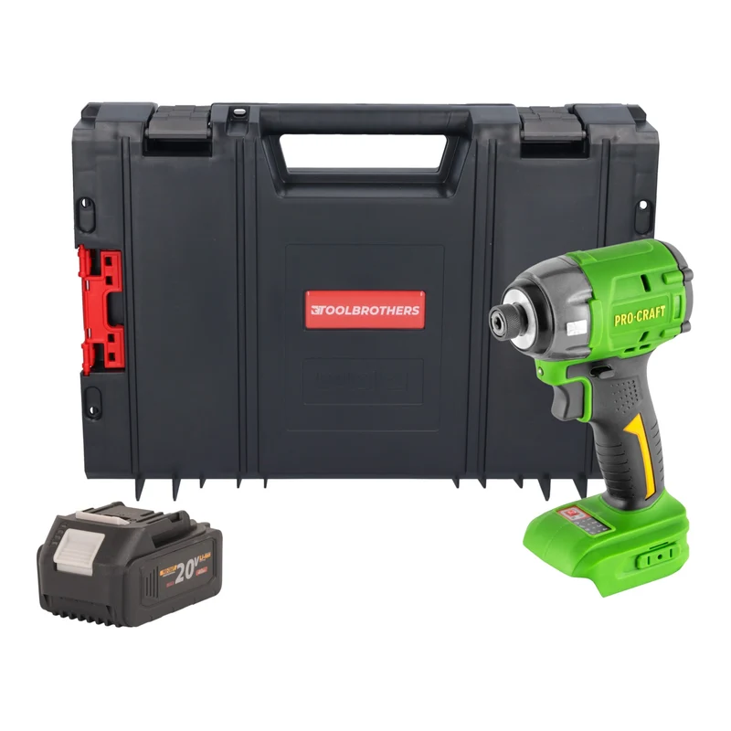 Procraft PS22bb Akku Schlagschrauber 20 V 230 Nm 1/4" Brushless + 1x Akku 4,0 Ah + RHINO Toolcase - ohne Ladegerät