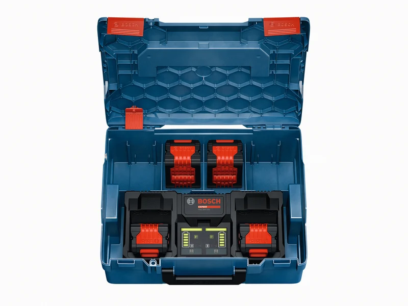 Bosch EXPERT Ladegerät EXAL18V2-320 (Ultraschnelles paralleles Laden mit 16A, 2 Ladebuchten, lädt 2 x EXPERT 8,0 Ah in 39 min voll, in L-BOXX 162)