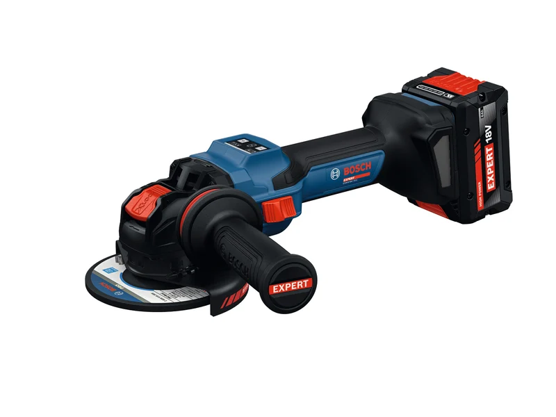 Bosch EXPERT Akku-Winkelschleifer EXWX18V-15S (X-LOCK, Scheiben-Ø: 125 mm, Drehzahl: 11000 U/min, inkl. 2 x 8,0 Ah Akku in L-BOXX 162)