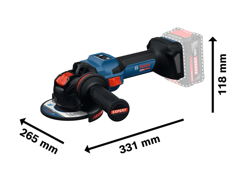 Bosch EXPERT Akku-Winkelschleifer EXWX18V-15S (X-LOCK, Scheiben-Ø: 125 mm, Drehzahl: 11000 U/min, inkl. 2 x 8,0 Ah Akku in L-BOXX 162)