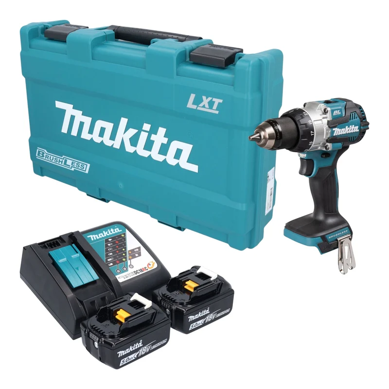 Makita DHP 489 RTK Akku Schlagbohrschrauber 18 V 73 Nm Brushless + 2x Akku 5,0 Ah + Ladegerät + Koffer