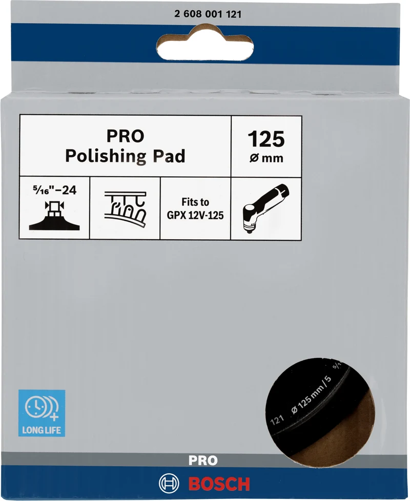 Bosch PRO Polierteller Ø 125 mm mit Klett (5/16"-24, mittel, passend für GPX 12V-125)