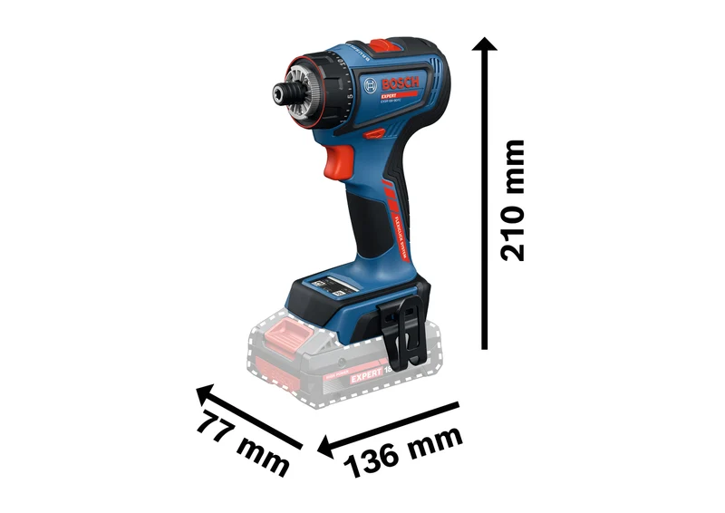 Bosch EXPERT Akku-Bohrschrauber EXSR18V-90FC (inkl. 4 x FlexiClick Aufsatz, Drehmoment: 36/65 Nm, mit 2 x 4,0 Ah Akku in L-BOXX 136)
