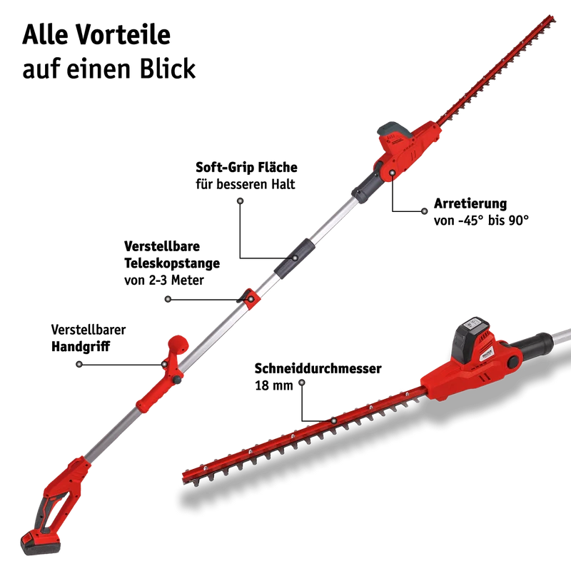Li-Ion Akku-Teleskop-Heckenschere 20 V