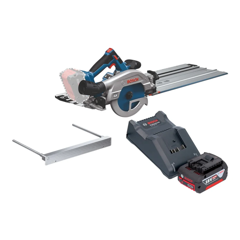 Bosch GKS 18V-57-2 GX Professional Akku Kreissäge 18 V 165 mm Brushless + 1x Akku 4,0 Ah + Ladegerät + Kappschiene