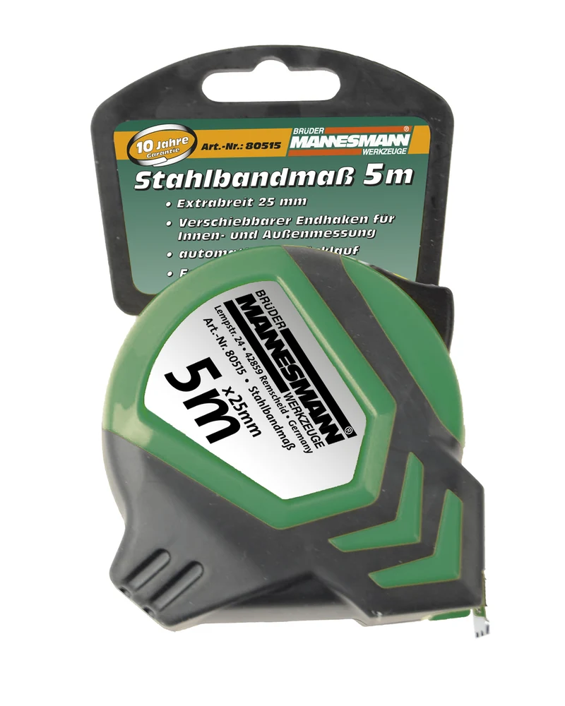 Bandmass 5 m x 25 mm, Gehäuse grün/schwarz