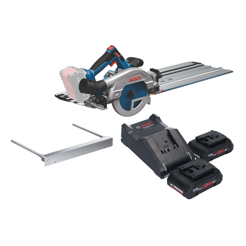 Bosch GKS 18V-57-2 GX Professional Akku Kreissäge 18 V 165 mm Brushless + 2x ProCORE Akku 4,0 Ah + Ladegerät + Kappschiene