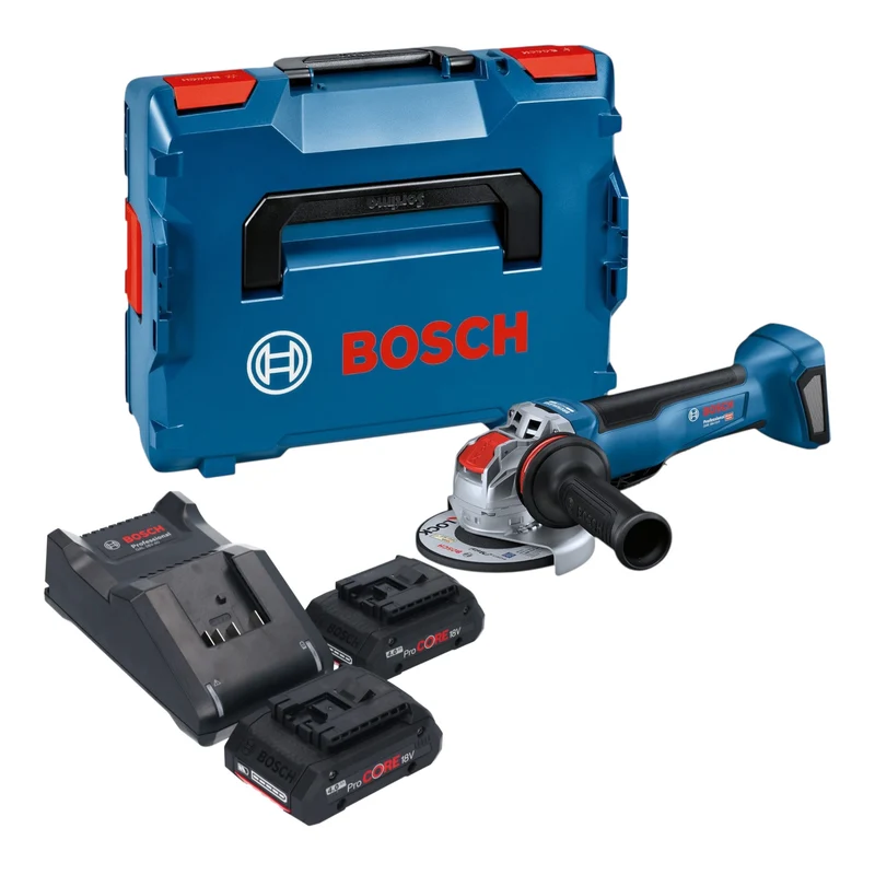 Bosch GWX 18V-10 P Professional Akku Winkelschleifer 18 V 125 mm X-LOCK Brushless + 2x ProCORE Akku 4,0 Ah + Ladegerät + L-Boxx