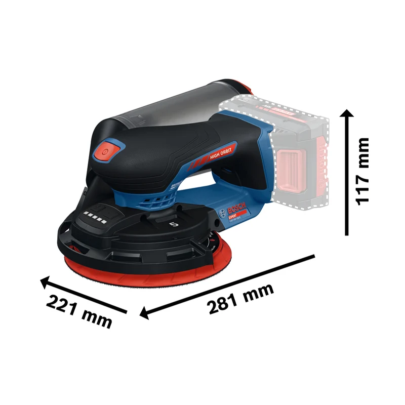 Bosch EXPERT Akku-Exzenterschleifer EXEX18V-150-5 (Schleifteller-Ø: 150 mm, Schwingkreis-Ø: 5,0 mm, Drehzahl: 5000-10000 U/min, ohne Akkus in L-BOXX 162)