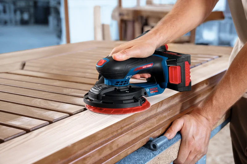 Bosch EXPERT Akku-Exzenterschleifer EXEX18V-150-5 (Schleifteller-Ø: 150 mm, Schwingkreis-Ø: 5,0 mm, Drehzahl: 5000-10000 U/min, ohne Akkus in L-BOXX 162)