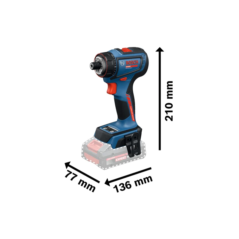 Bosch EXPERT Akku-Bohrschrauber EXSR18V-90FC (inkl. 3x FlexiClick Aufsatz, Drehmoment: 36/65 Nm, ohne Akku in L-BOXX 136)