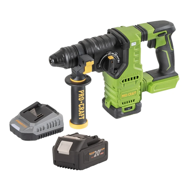 Procraft PHA30bb Akku Bohrhammer 20 V 2,8 J SDS plus Brushless + 1x Akku 4,0 Ah + Ladegerät