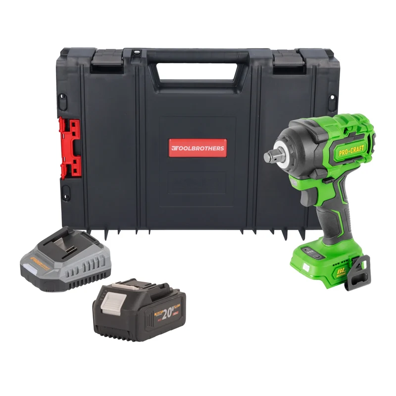 Procraft PWA18bb Akku Schlagschrauber 20 V 550 Nm 1/2" Brushless + 1x Akku 4,0 Ah + Ladegerät + RHINO Toolcase