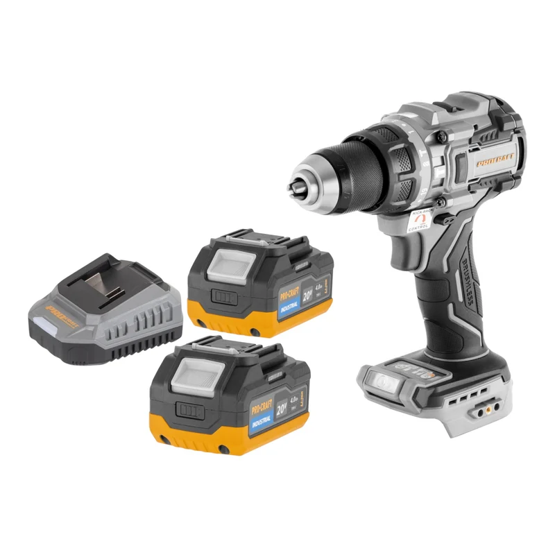 ProCraft Industrial CD20C-BB Akku Schlagbohrschrauber 20 V 120 Nm Brushless + 2x Akku 4,0 Ah + Ladegerät