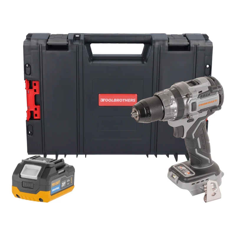 Procraft Industrial CD20Abb Akku Schlagbohrschrauber 20 V 85 Nm + 1x Akku 4,0 Ah + RHINO Toolcase - ohne Ladegerät