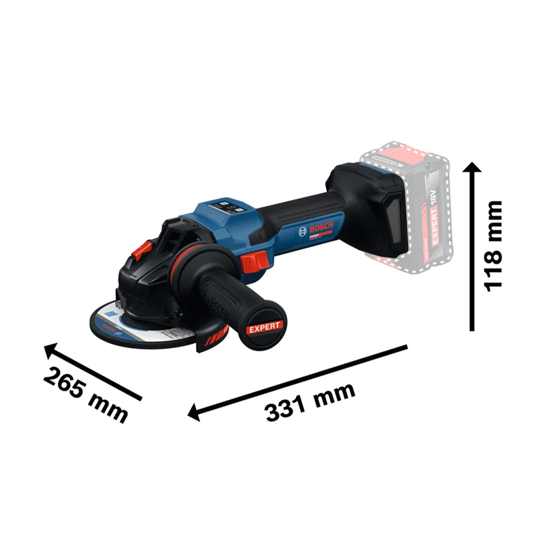 Bosch EXPERT Akku-Winkelschleifer EXWS18V-15S (Scheiben-Ø: 125 mm, Drehzahl: 11000 U/min, ohne Akku in L-BOXX 162)