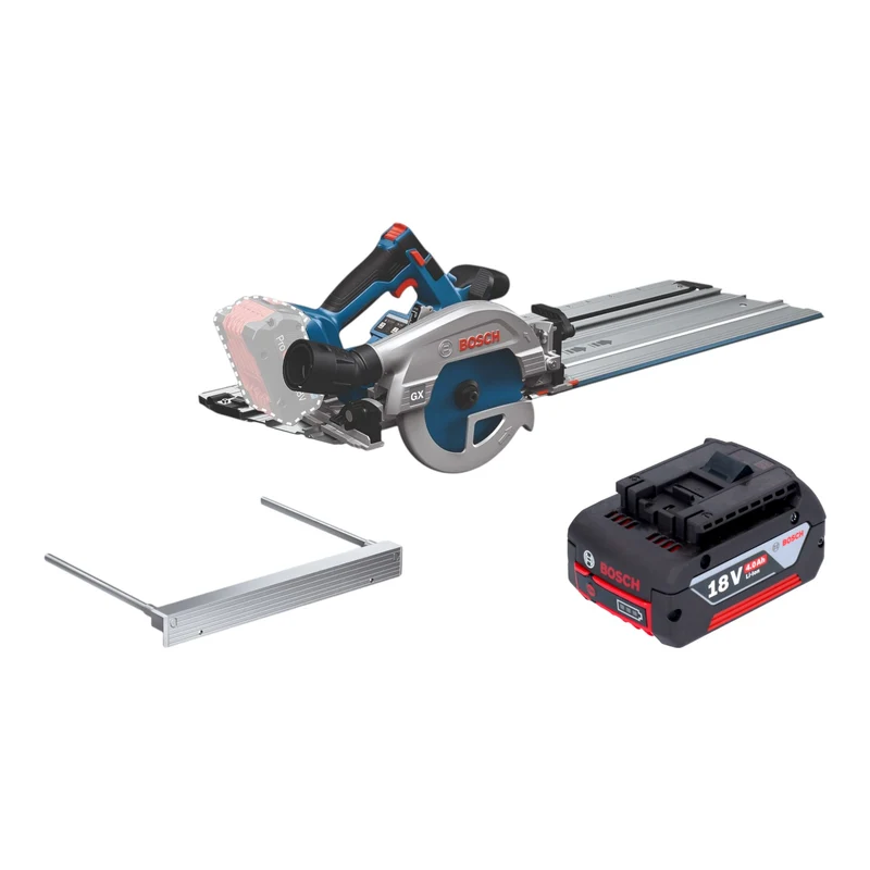 Bosch GKS 18V-57-2 GX Professional Akku Kreissäge 18 V 165 mm Brushless + 1x Akku 4,0 Ah + Kappschiene - ohne Ladegerät
