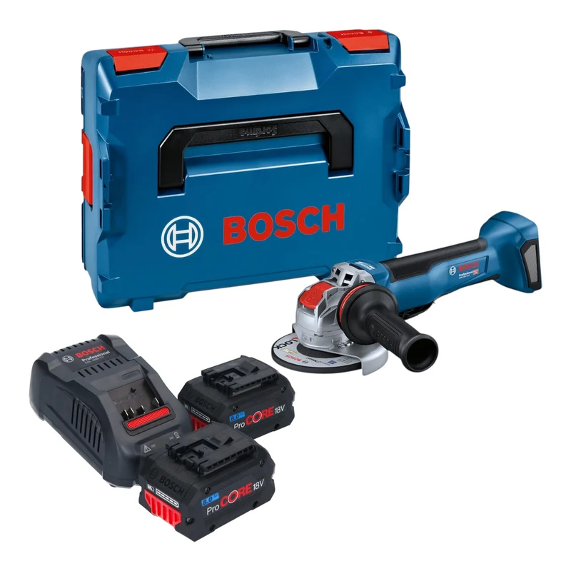 Bosch GWX 18V-10 P Professional Akku Winkelschleifer 18 V 125 mm X-LOCK Brushless + 2x ProCORE Akku 8,0 Ah + Ladegerät + L-Boxx