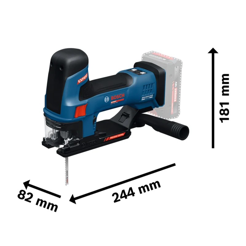 Bosch EXPERT Akku-Stichsäge EXST18V-155S (Schnitttiefe: Holz 155 mm, Stahl 10 mm, Aufnahme: T-Schaft, ohne Akku in L-BOXX 136)