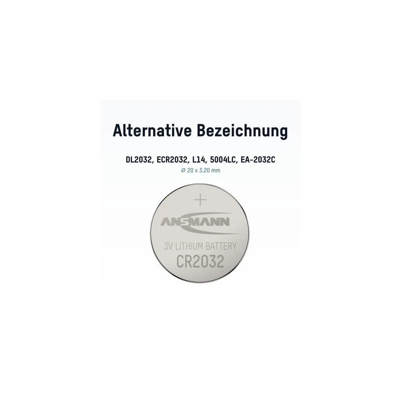 Ansmann CR2032 Lithium Knopfzelle (3 V, 230 mAh, Ø 20 x 3,2 mm, 1er Blister)