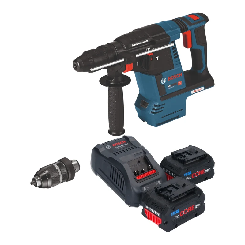 Bosch GBH 18V-26 F Professional Akku Bohrhammer 18 V 2,6 J SDS Plus + 2x ProCORE Akku 8,0 Ah + Ladegerät
