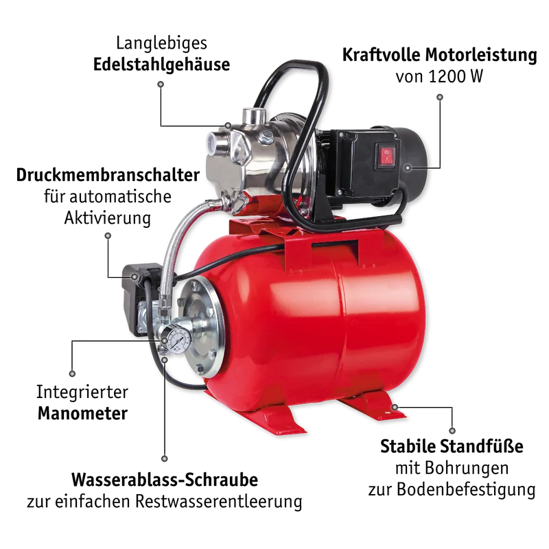 Edelstahl Hauswasserwerk 1200 W