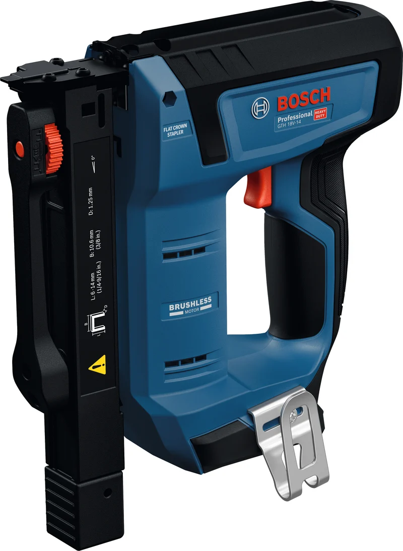 Bosch Akku-Holzklammerer GTH 18V-14 (Schenkellänge: 6 - 14 mm, Klammerweite: 10,6 mm, Kapazität: 100 Stk., Solo, in L-BOXX 136)