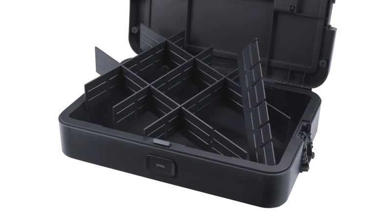 Dremel BOX (Individuell anpassbarer Organizer, 6 Trennwände, Zubehörhalter, Stapelbarer Koffer, DMB1J)