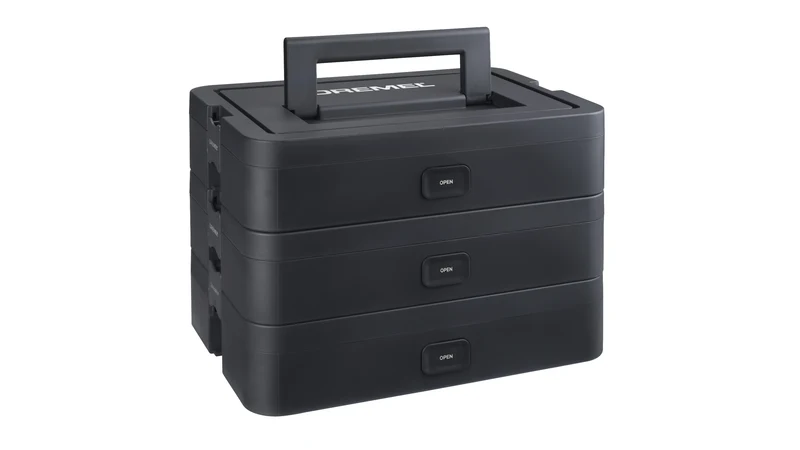 Dremel BOX (Individuell anpassbarer Organizer, 6 Trennwände, Zubehörhalter, Stapelbarer Koffer, DMB1J)