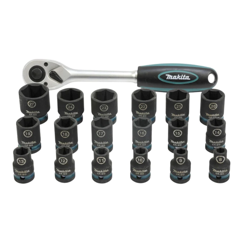 Makita E-30069 Impact Black Ratschen und Schlagnuss Set 1/2" 19 tlg. + Ratsche