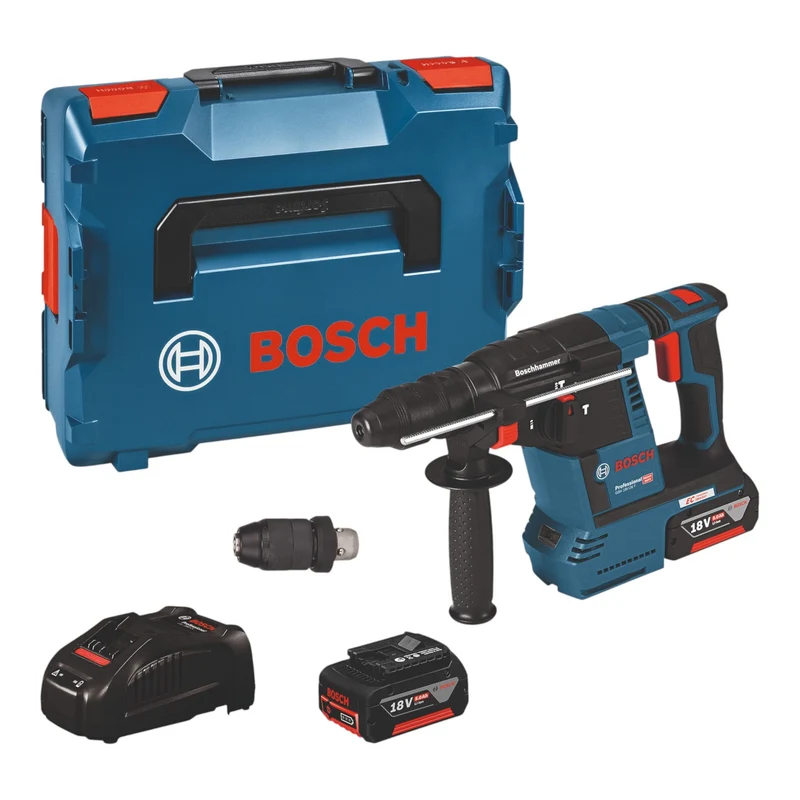 Bosch GBH 18V-26F Professional Akku Bohrhammer 18 V 2,6 J SDS Plus ( 0611910007 ) + 2x Akku 5,0 Ah + Ladegerät + L-Boxx