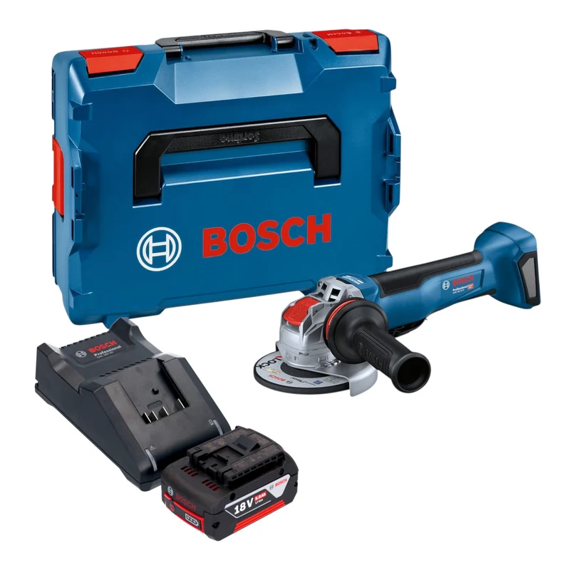 Bosch GWX 18V-10 P Professional Akku Winkelschleifer 18 V 125 mm X-LOCK Brushless + 1x Akku 5,0 Ah + Ladegerät + L-Boxx