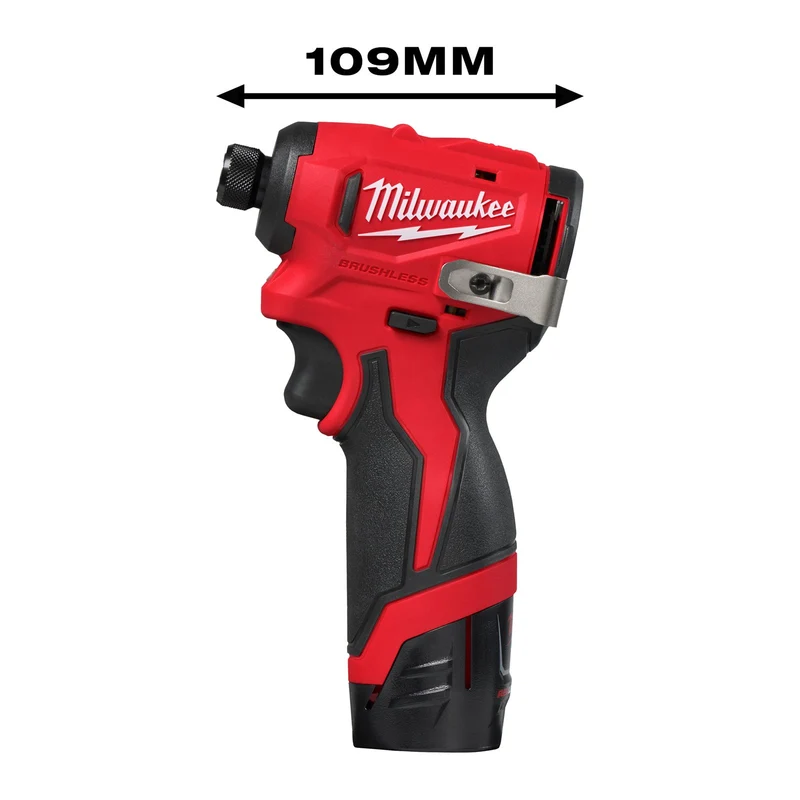 Milwaukee M12 BLIDRC-202C Akku-Schlagschrauber (1/4"-HEX-Aufnahme, 124 Nm, 2x 2,0 Ah Akku, im Koffer)