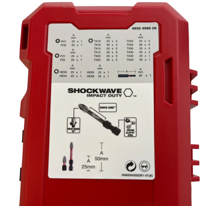 Milwaukee 39-tlg. Bit-Set Shockwave GEN III (PH, PZ, TX, HEX Bits, Bithalter, in Packout Kassette)