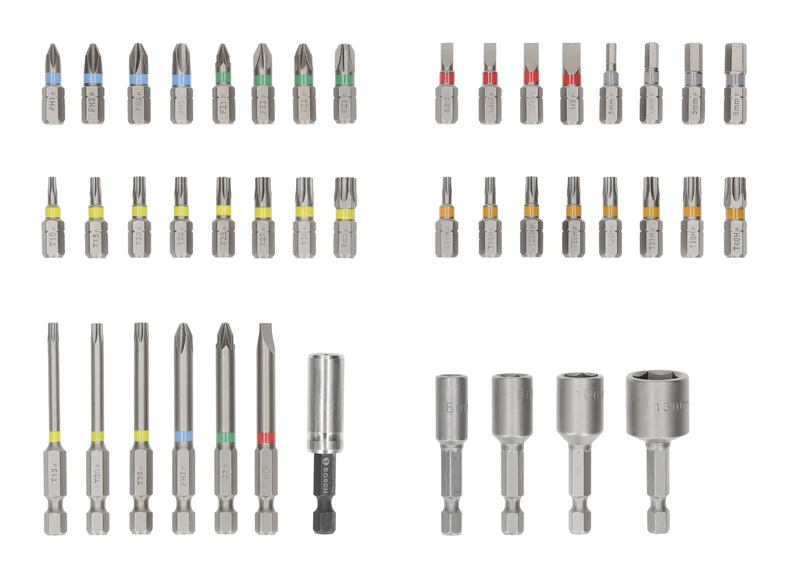 Bosch Schrauberbit-Set Extra Hard 43-tlg. + Becher (PH, PZ, T, T H, H, SL Bits, Stecknüsse, Bithalter)