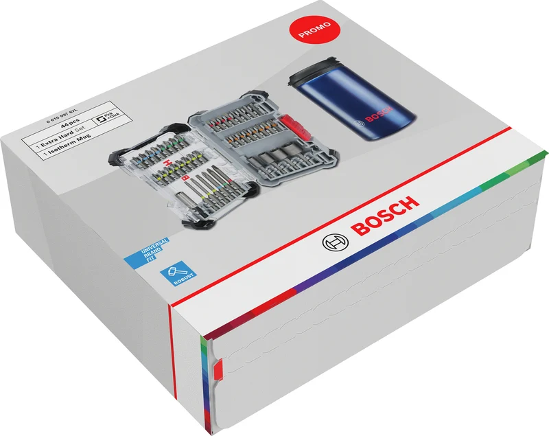 Bosch Schrauberbit-Set Extra Hard 43-tlg. + Becher (PH, PZ, T, T H, H, SL Bits, Stecknüsse, Bithalter)