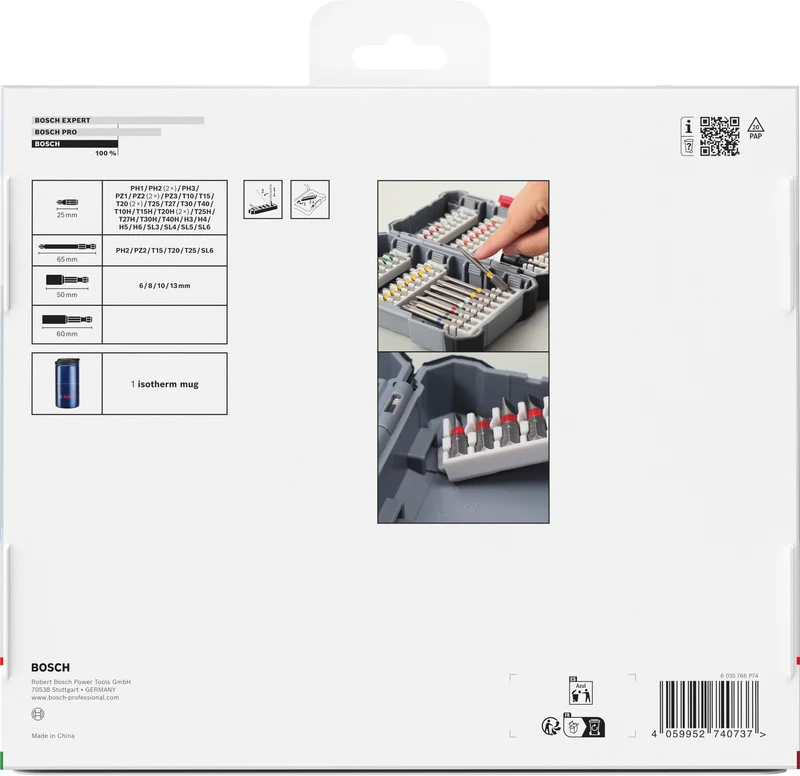 Bosch Schrauberbit-Set Extra Hard 43-tlg. + Becher (PH, PZ, T, T H, H, SL Bits, Stecknüsse, Bithalter)