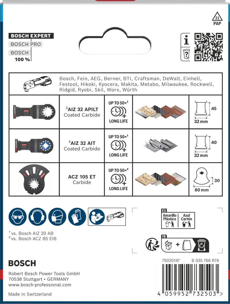 Bosch EXPERT Cutting Set Starlock 3-tlg. (AIZ 32 APILT, AIZ 32 AIT, ACZ 105 ET, für diverse Materialien)