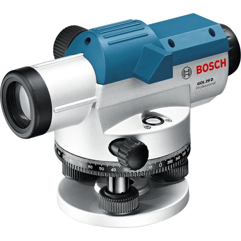 Bosch Professional GOL 26 D Optisches Nivelliergerät (26 x Vergrößerung, Maßeinheit 360 Grad, Arbeitsbereich max 100 m, im Koffer)