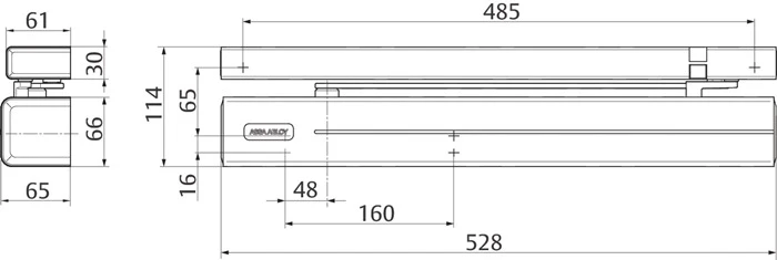 Assa Abloy Gleitschienentürschließer DC 700 CM ( 3000255179 ) Normalmontage Bandseite
