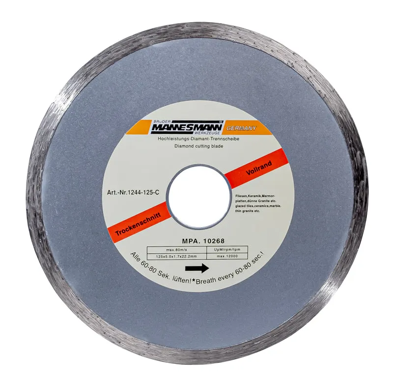 Diamant-Trennscheibe, Vollrand, Durchm. 125 mm