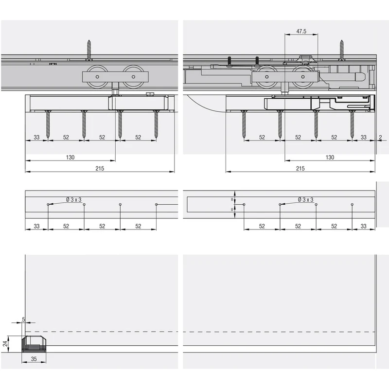 Schiebetürbeschlag Junior 100 B Pocket
