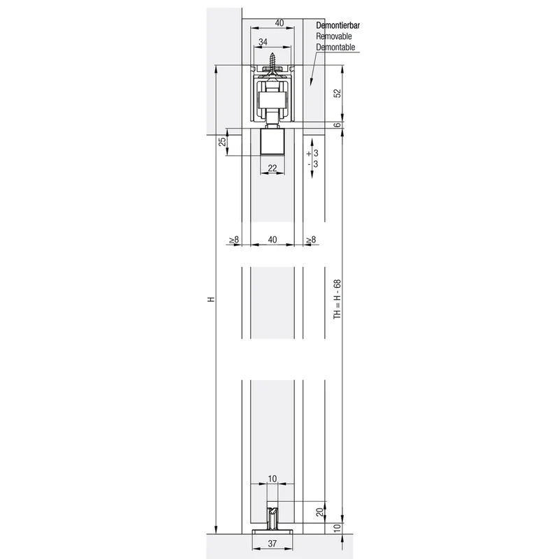 Schiebetürbeschlag Junior 100 B Pocket